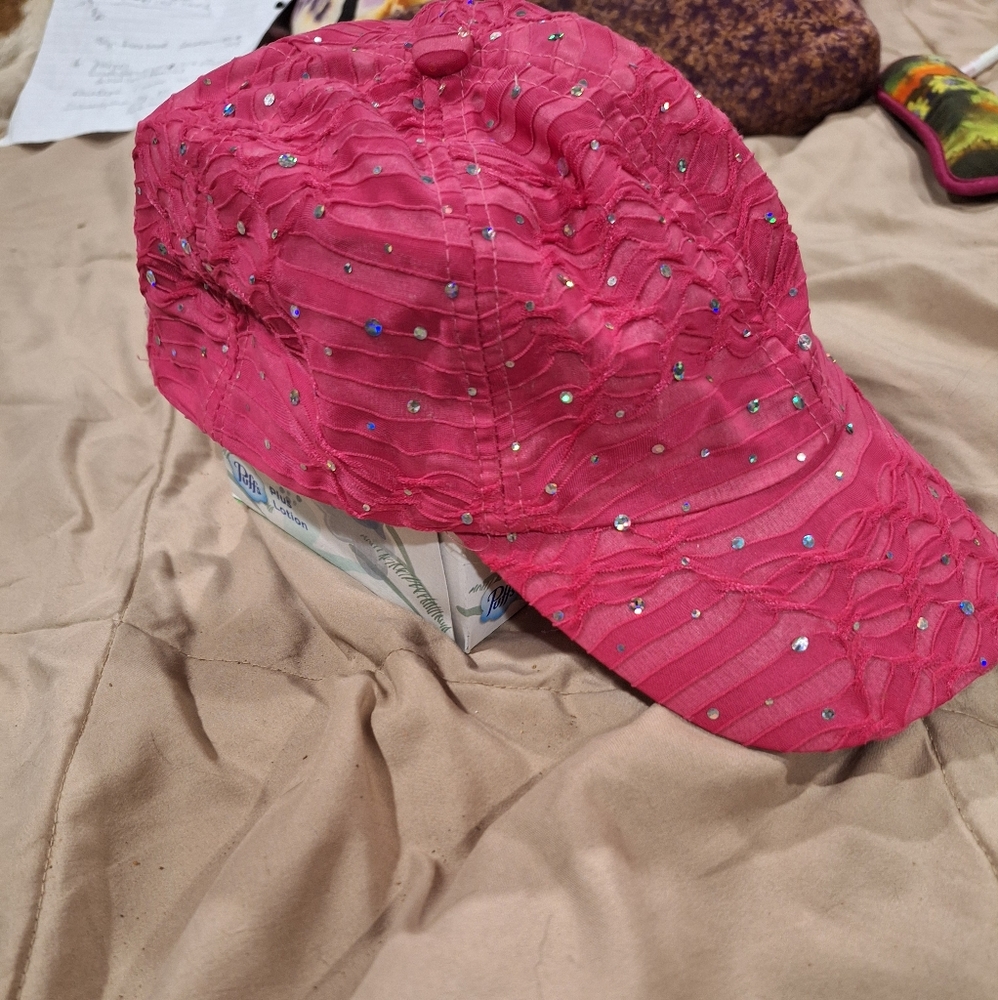 Stylish Pink Sequin Cap